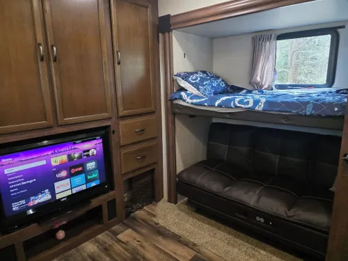 RV on the River Perfect for Family and Pets