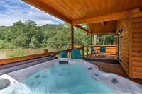 Deck & Hot Tub: Bryson City Riverfront Cabin! - 3-Star