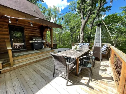 Beautiful Log Cabin Retreat on 6 Acres of Forest Only 10 Minutes to Lake Geneva.