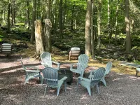 Romantic Pocono Lake Chalet: Firepit, Stream, near Lake, pools & Pet-Friendly