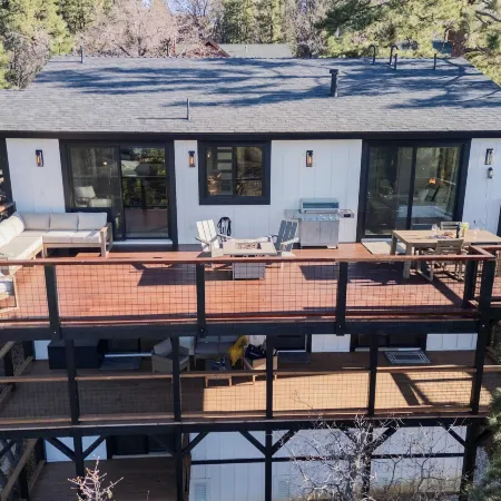 Modern Lodge Near Lake, Village, & Snow Summit Game Room, Decks, Firepit, Views