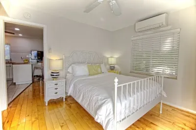 Poolside on first floor with workspace and updated kitchen