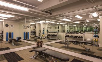 a well - equipped gym with a variety of exercise equipment , including weights , treadmills , and stationary bikes at Hanover Inn Dartmouth