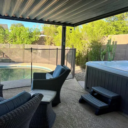 Private retreat with gym, hot tub, pool & playroom