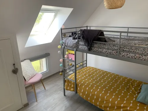 Wake up sea view, in the heart of Porsguen, 3 bedrooms, fireplace, enclosed garden