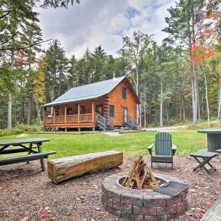 Cozy, Rustic Adirondack Riverfront Log Cabin, Rapids, Independence River