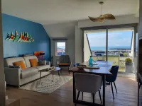 Quiet apartment with exceptional sea view on the heights of Erquy comfort + parking