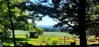 Little Red Caboose with a View in the Scenic Columbia River Gorge