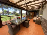 Luxury villa with detail decorated pool