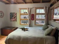 Lake Pokegama recreational cabin with private sandy beach and diving platform.