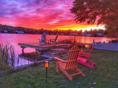 Enjoy Lakefront Sunsets in Cozy 2BR Cottage Escape Hotels near Buttermilk Falls