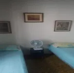 home Beach Center, wooded and grassy yard with fruit trees.