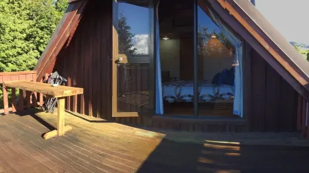 Adorable warm log cabin on a private section ideal for a couple or small family