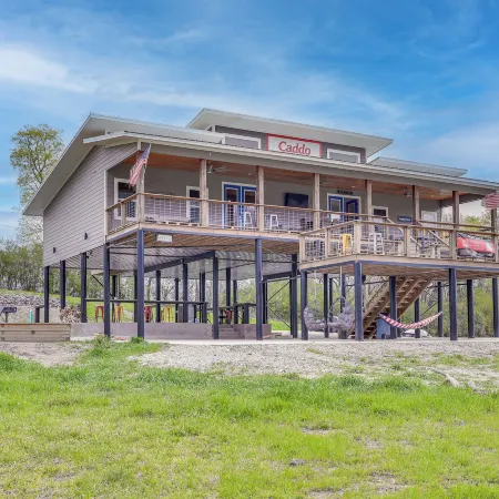 Riverfront 'Caddo Shack' Home w/ Views & Fire Pit