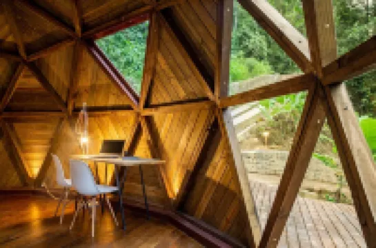 Deva Dome - geodesic, Atlantic forest and waterfall