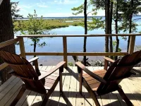 Lakefront Glamping Tent w/ensuite bathroom, King Bed, Fabulous View, near Acadia