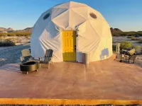 Southern Boho inspired Geodesic Dome nestled up next to Big Bend National Park.