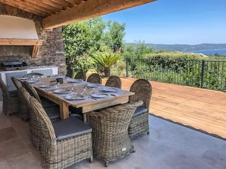 VILLA SOLEIL D'OR GOLFE DE ST TROPEZ, swimming pool at 29° all year round, 180° view