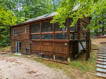 Beautiful Log Cabin on Belleau Lake-All 4 Seasons! 2900 sq ft; Beach-3 min walk!