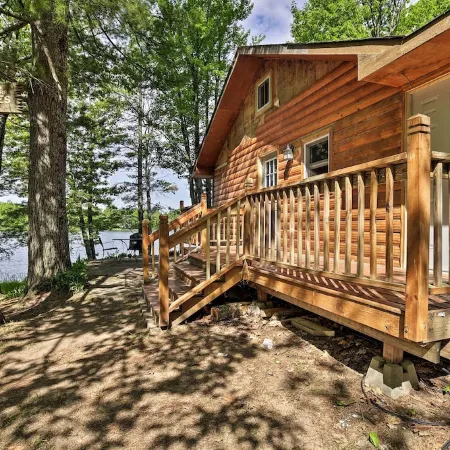 Burns Lake Cabin w/ Dock, Fire Pit, Rowboat & More