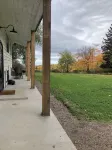 A view of Lake Superior set in the middle of a working farm