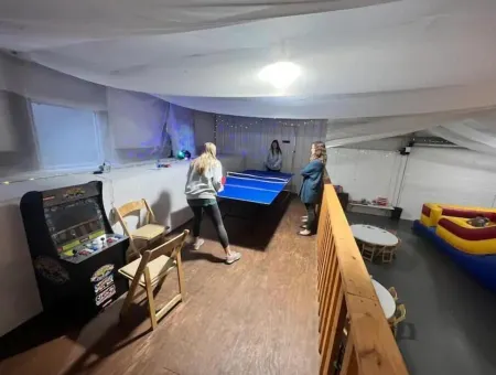 Crappie Tiny Cabin on Lake with Jumpy House