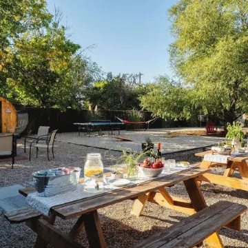 Hot Tub, Fire Pit and Barrel Sauna,  and one left turn to worlds best skiing!