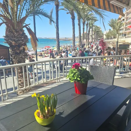 A beautiful beachfront flat for 4 people with a lovely terrace overlooking sea