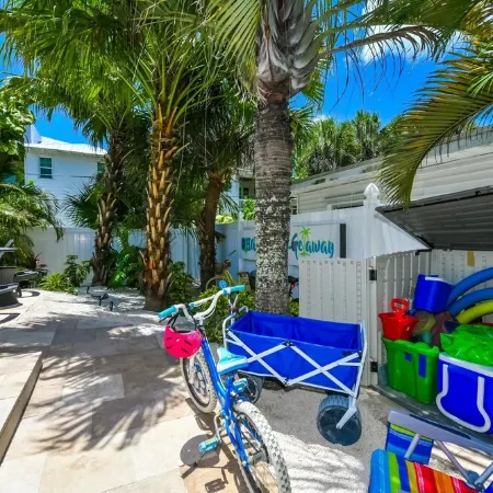 Private heated salt pool at OHasis Getaway and only 200 steps from the Beach!