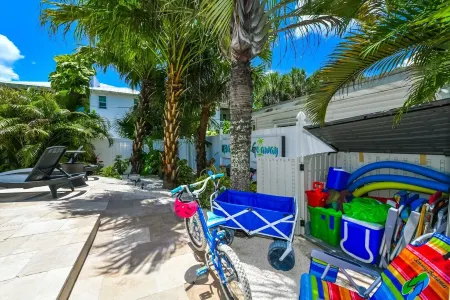 Private heated salt pool at OHasis Getaway and only 200 steps from the Beach!