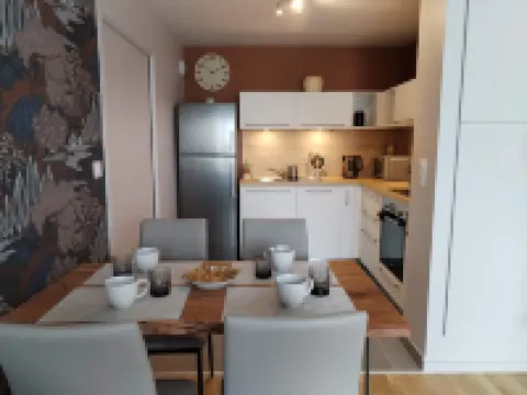 NEW, STYLISH APARTMENT WITH BALCONY AND SMALL SEA VIEW Hotels in Pleneuf-Val-Andre