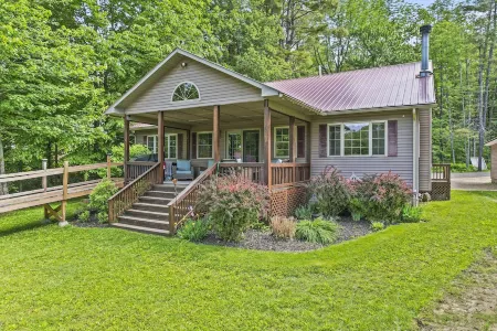 Quiet lake front home with private beach