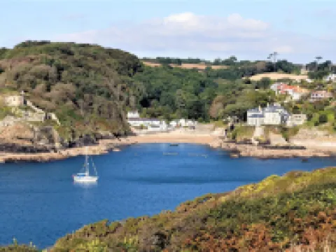 Seaweed Cottage in Fowey overlooking the beach with a garden and a parking space 福伊酒店