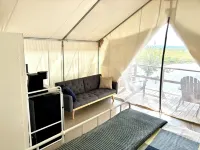 Lakefront Glamping Tent w/ensuite bathroom, King Bed, Fabulous View, near Acadia - Alphydda
