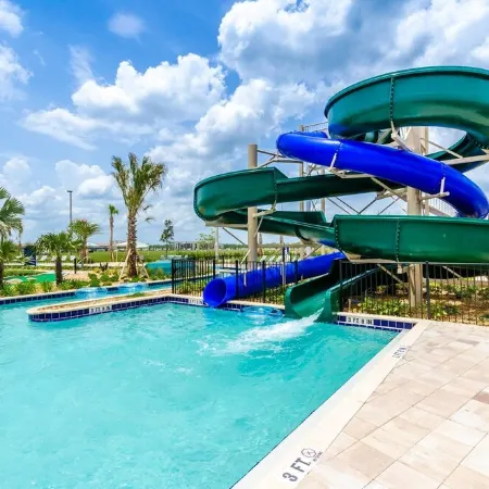 private pool/communal pool/games room/themed bedrooms