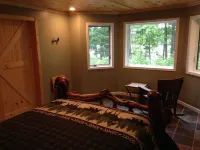 Lake front Custom Log home .Kayaks Loons Bald eagles fox & turkeys included. Hotel a Hayes Township