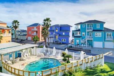Steps to Beach Balcony Ocean View Golf Cart Zone Casa Rosada by AvantStay Hotels near Port Aransas Fishermans Wharf