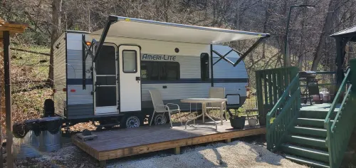 Camper next to a waterfall!
