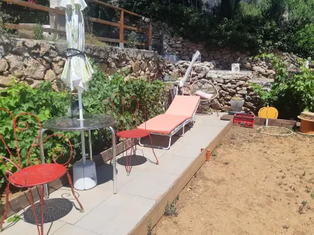 Top of villa, terraces, swimming pool at Mont St Clair, pétanque court with sea view