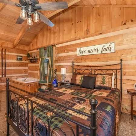 View! Cozy, Private, Fireplace, Hot Tub Log Cabin, Honeymoon!