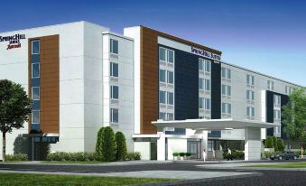 a large hotel with a brown and white exterior is shown in an architectural rendering at SpringHill Suites Tuckahoe Westchester County