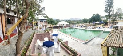 Outdoor Swimming Pool Bonfire Photo