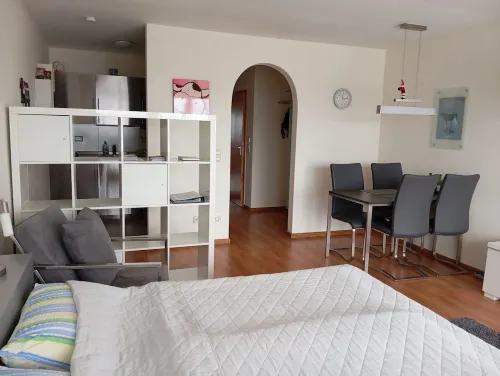 Friendly 1-room apartment with terrace and panoramic view.