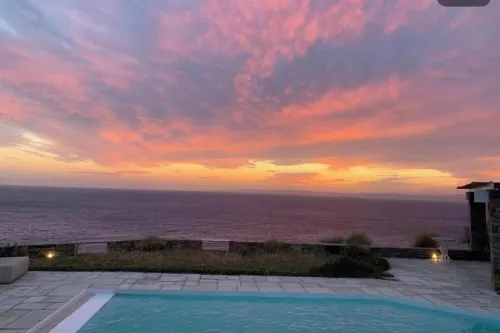 Stunning villa with a pool and with a private beach in Kea, Cyclades.