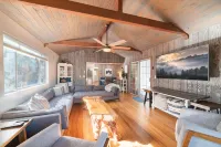 Spring Season Our Cabin Home Backing Preserve with Deck, Grill and Gas Fire Pit