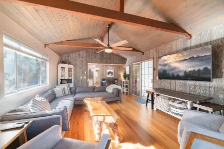 Fall Season at Our Cabin Home Backing Preserve with Deck, Grill and Gas Fire Pit