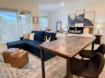 Work Here • Secure • Elevator • Luxe Kitchen & Bath • King Bed • W/D • Gig WiFi