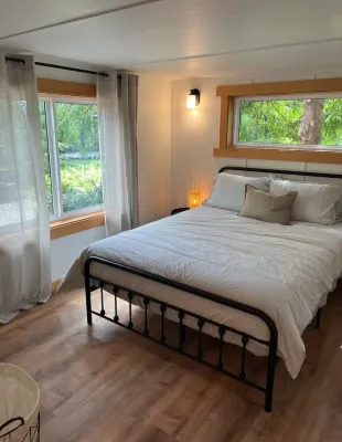 Cabins on Cortes Island, pet friendly, private near lake on large property.