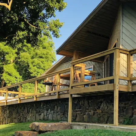 Rustic charm awaits you on Monkey Island with beautiful views of Grand Lake.
