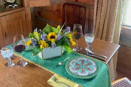 Blue Willow Cabin, high up on the hill with180 degree views.